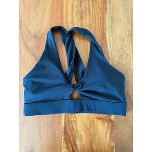 Fabletics Black Twist Front Medium Support Workout Fitness Sports Bra